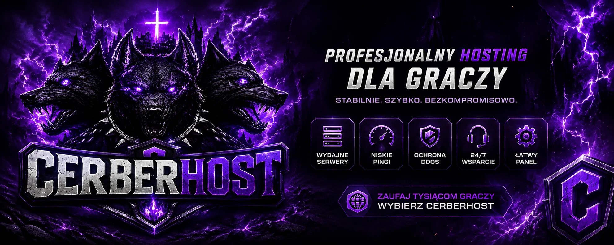 CerberHost — profesjonalny hosting dla graczy, wydajne serwery, niski ping, ochrona DDoS, wsparcie 24/7 i łatwy panel